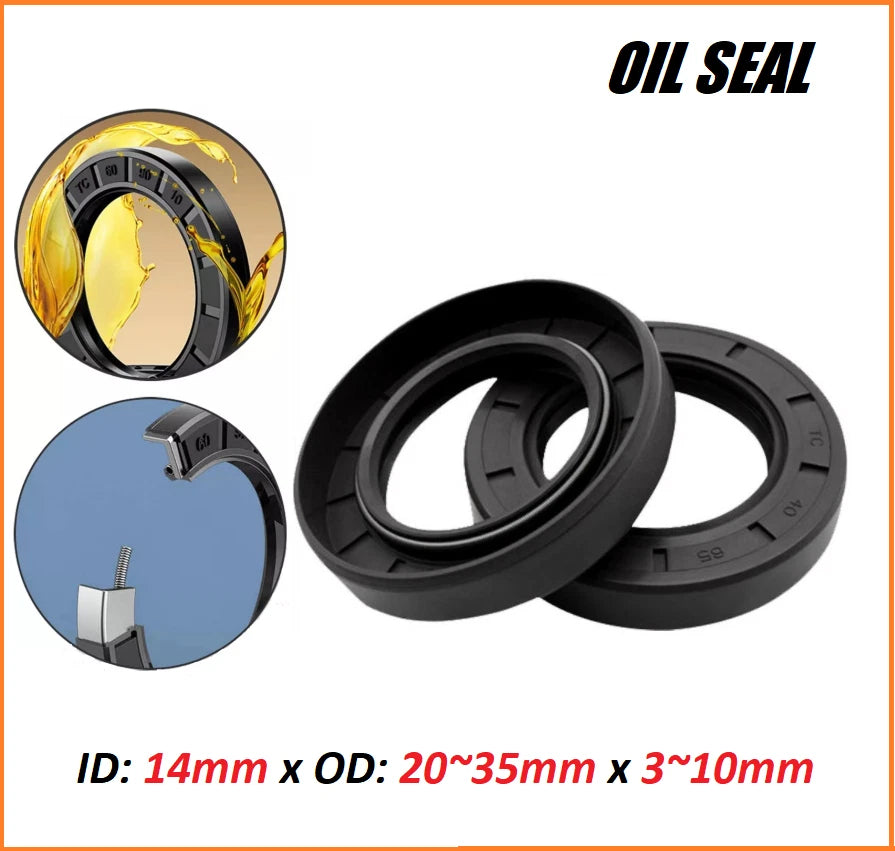 TC Oil Seal 14mm Bore — Nitrile Double Lip Rotary Shaft Seal | 14 x 20~35mm
