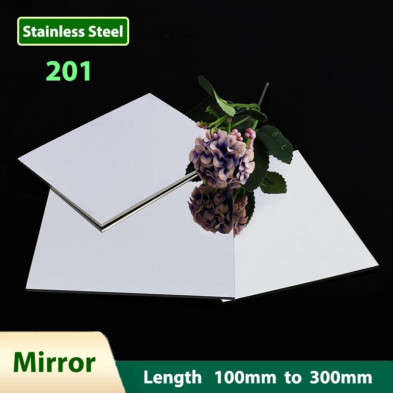 201 Stainless Steel Mirror Polished Sheet Shiny Metal Plate Thick 0.1mm to 5mm