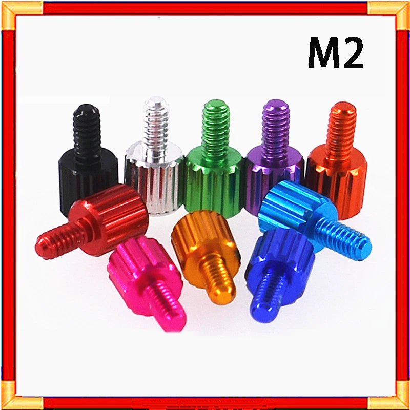 M2 Anodized Aluminum Knurled Thumb Screws – Flat Head Hand Grip Knob for PC Case & Modding (4–15mm Lengths) - HomeDIYer