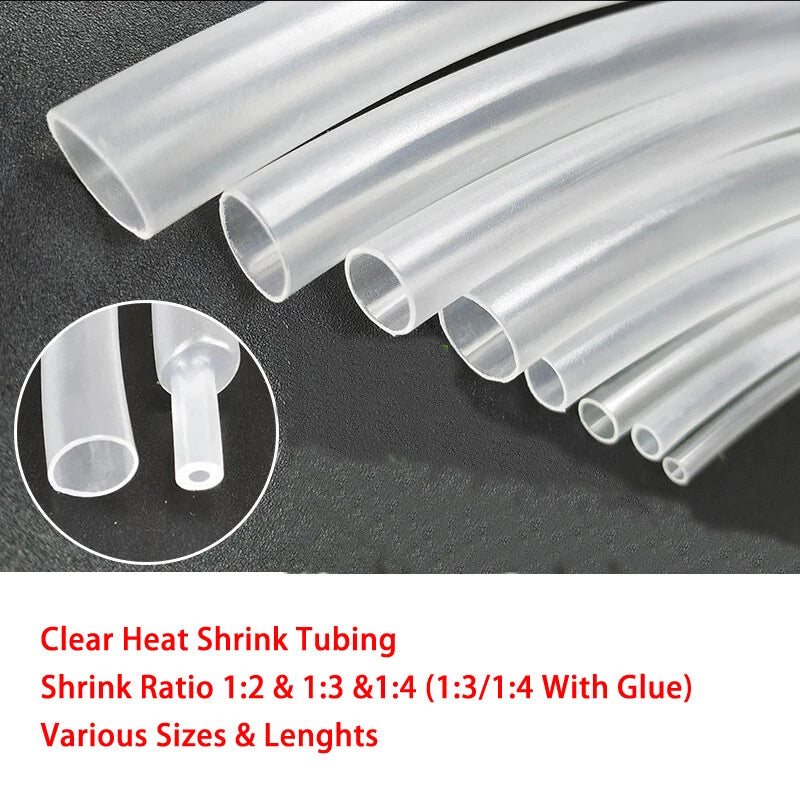 Clear Heat Shrink Tubing 1mm–50mm | 2:1, 3:1, 4:1 Ratio | Wire & Cable Insulation