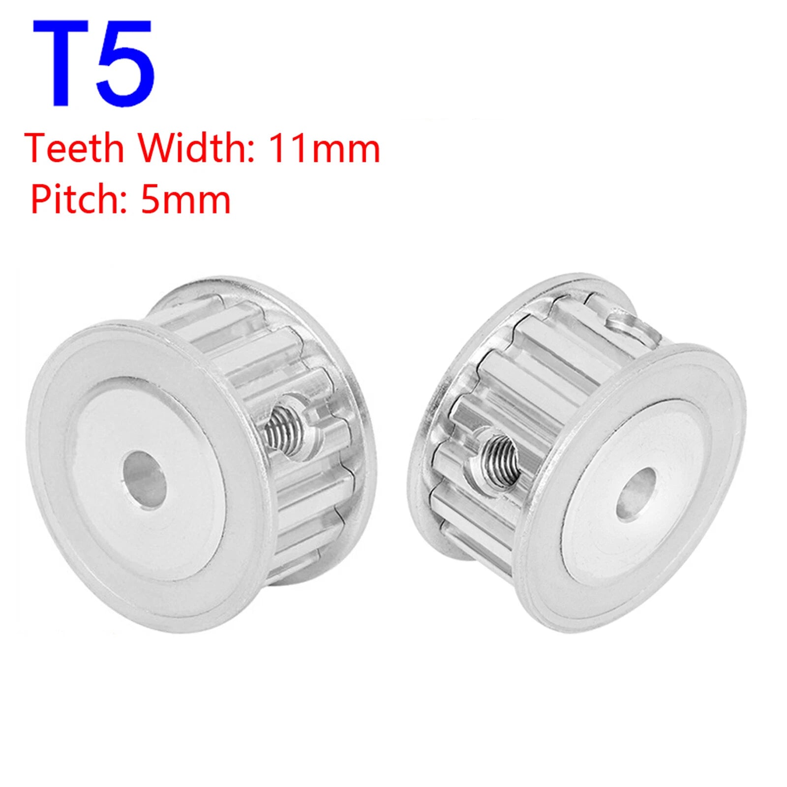 T5 10T-60T Timing Belt Pulleys Pitch 5mm Aluminium Without Step,Teeth Width 11mm