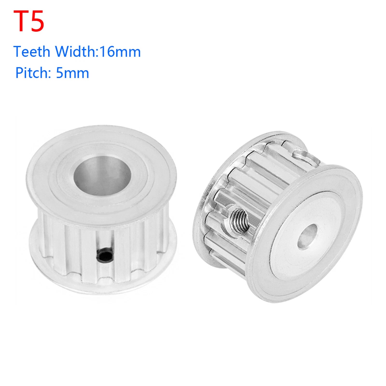T5 10-60Teeth Timing Belt Pulley Pitch 5mm Without Step Drive Pulleys Width 16mm