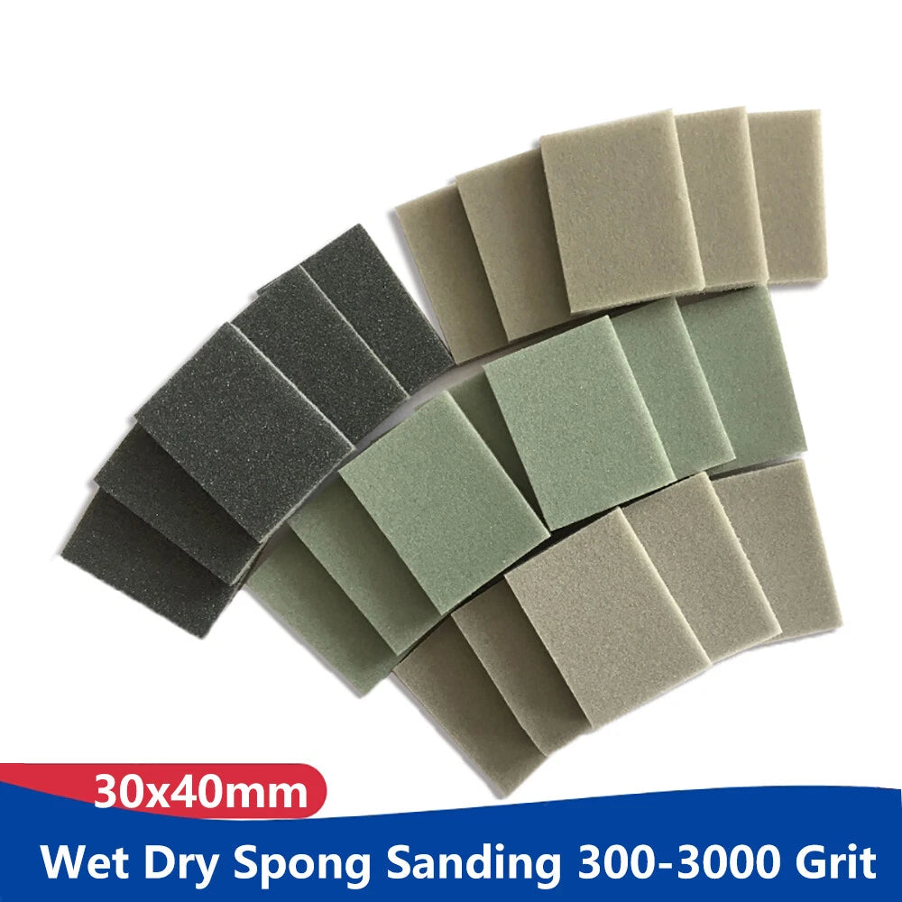 30x40mm Wet Dry Spong Sanding 300-3000 Grit Hook Loop Sandpaper Polishing Block