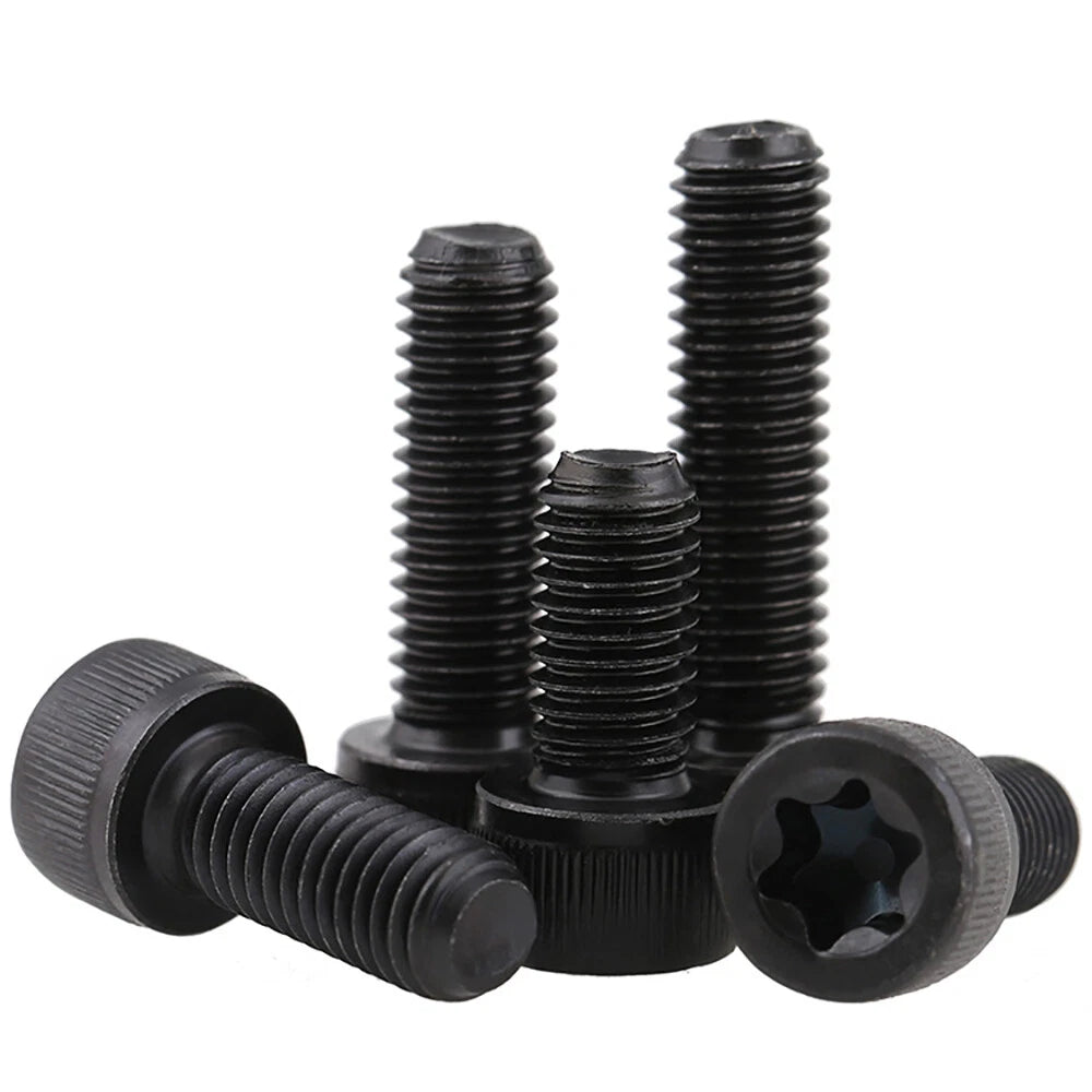M5–M10 Black Cap Head Torx Screws – Carbon Steel, Hex Socket Style, Lengths 6–40mm