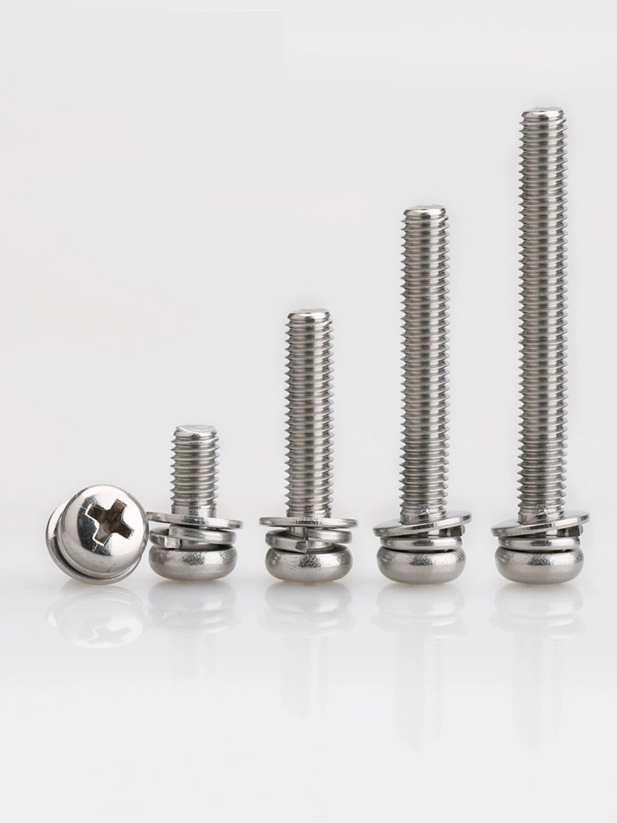 Phillips Pan Head Sems Screws with Flat Washer — M2 M2.5 M3 M4 | A2 304 Stainless Steel