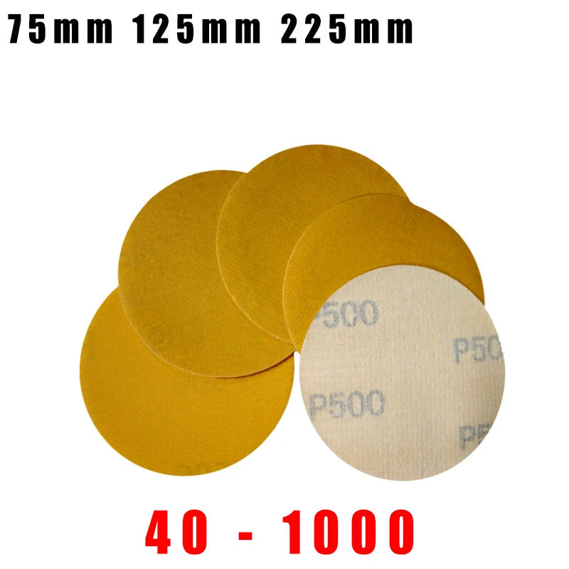 75mm 125mm 225mm Yellow Sanding Discs Hook Loop Sandpaper Pads Grit 40 - 1000