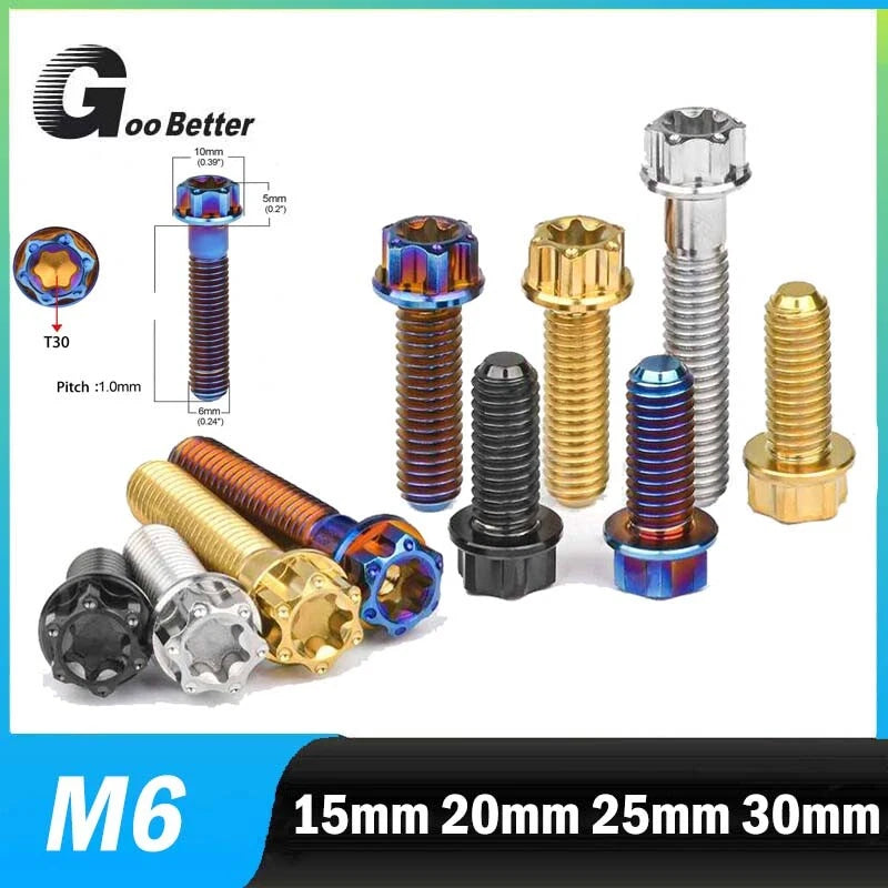 M6 Titanium Flange Torx Screws – T30 Drive, Grade 10.9, 15–30mm Lengths (Ultra‑Light & Corrosion‑Proof)