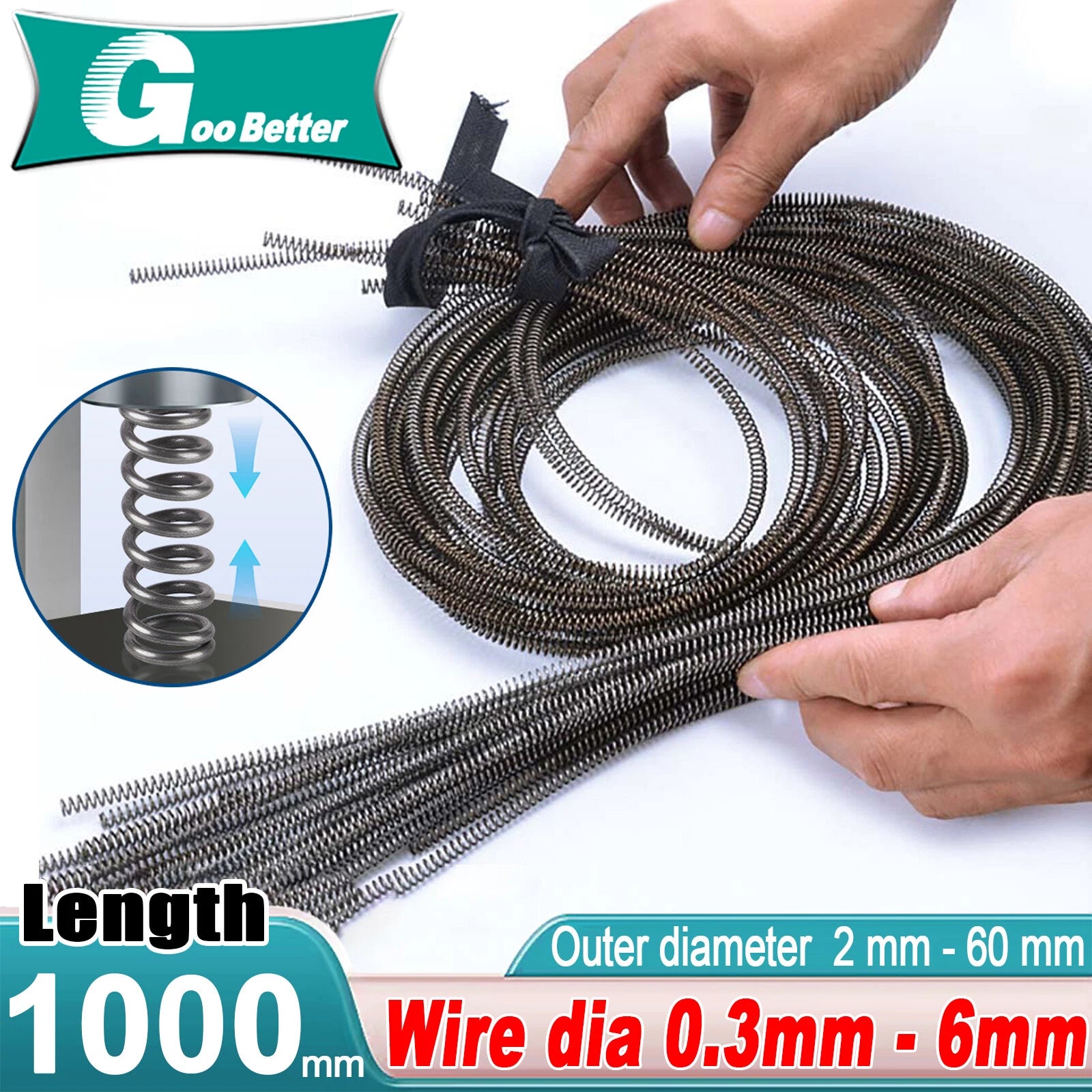 1000mm length Spring Stee Wire 0.3mm-6mm ,OD 6mm-60mm Compression Spring 1 Meter