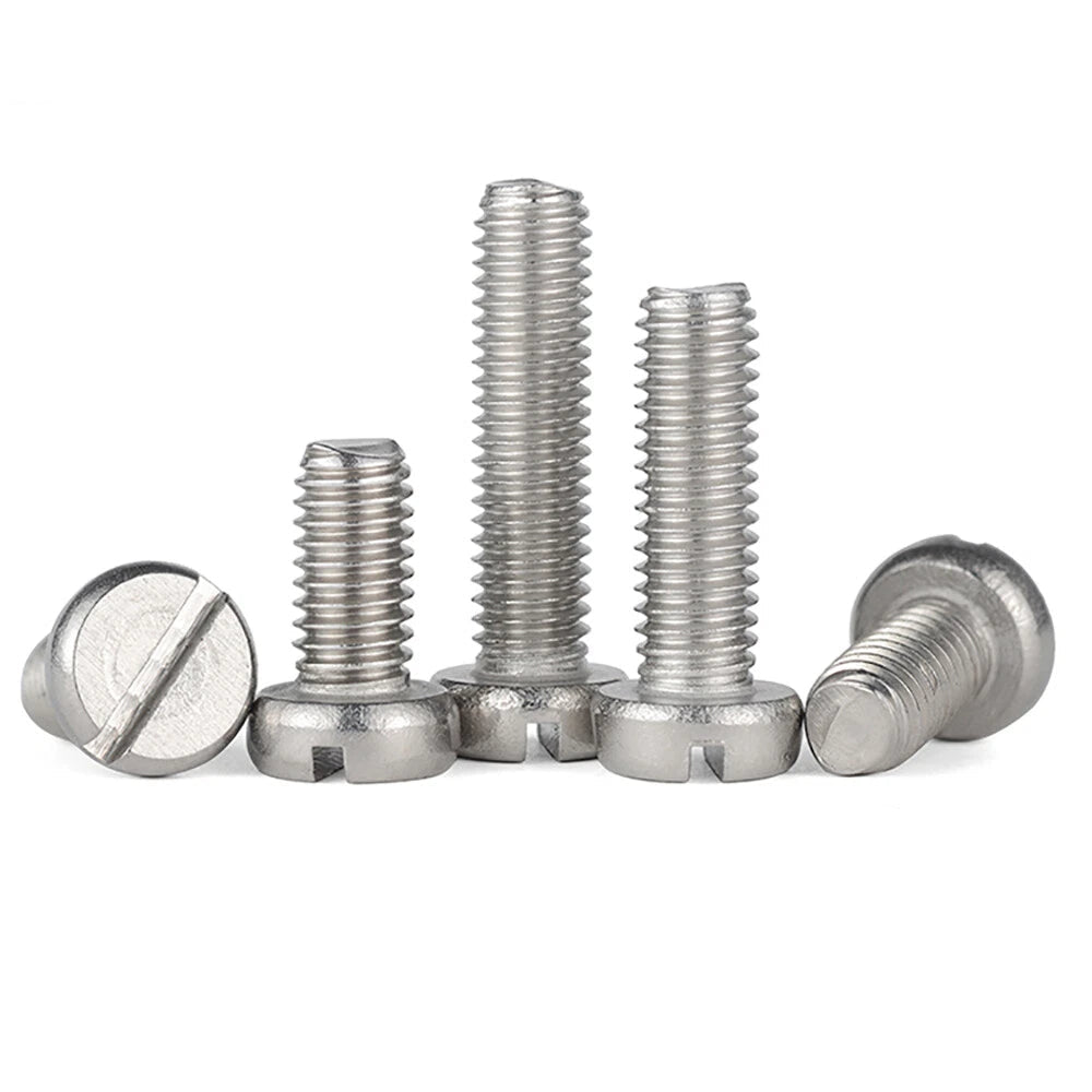 M4 M5 M6 M8 M10 A2 Stainless Steel Machine Screws - Slotted Pan Head Bolts DIN85