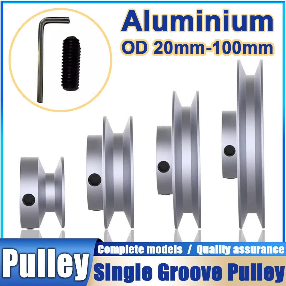 OD 20mm-100mm Aluminium V-Groove Pulley With Fixed Screw for 5mm/6mm Width Belt