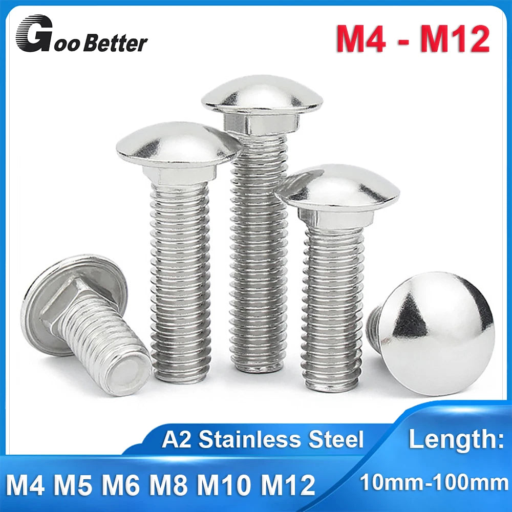 M4–M12 Carriage Bolts A2 Stainless Steel | Cup Square Neck Screws