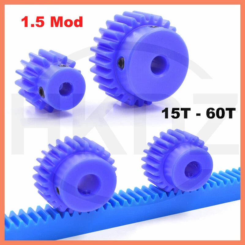 1.5 Mod Blue Nylon Spur Gear 15-60T,Bore 6-12mm Pinion Gear With Step Motor Gear