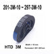 HTD 3M Timing Belt — 10 mm Wide, 201–297 mm Perimeter, Closed Loop Synchronous Belt