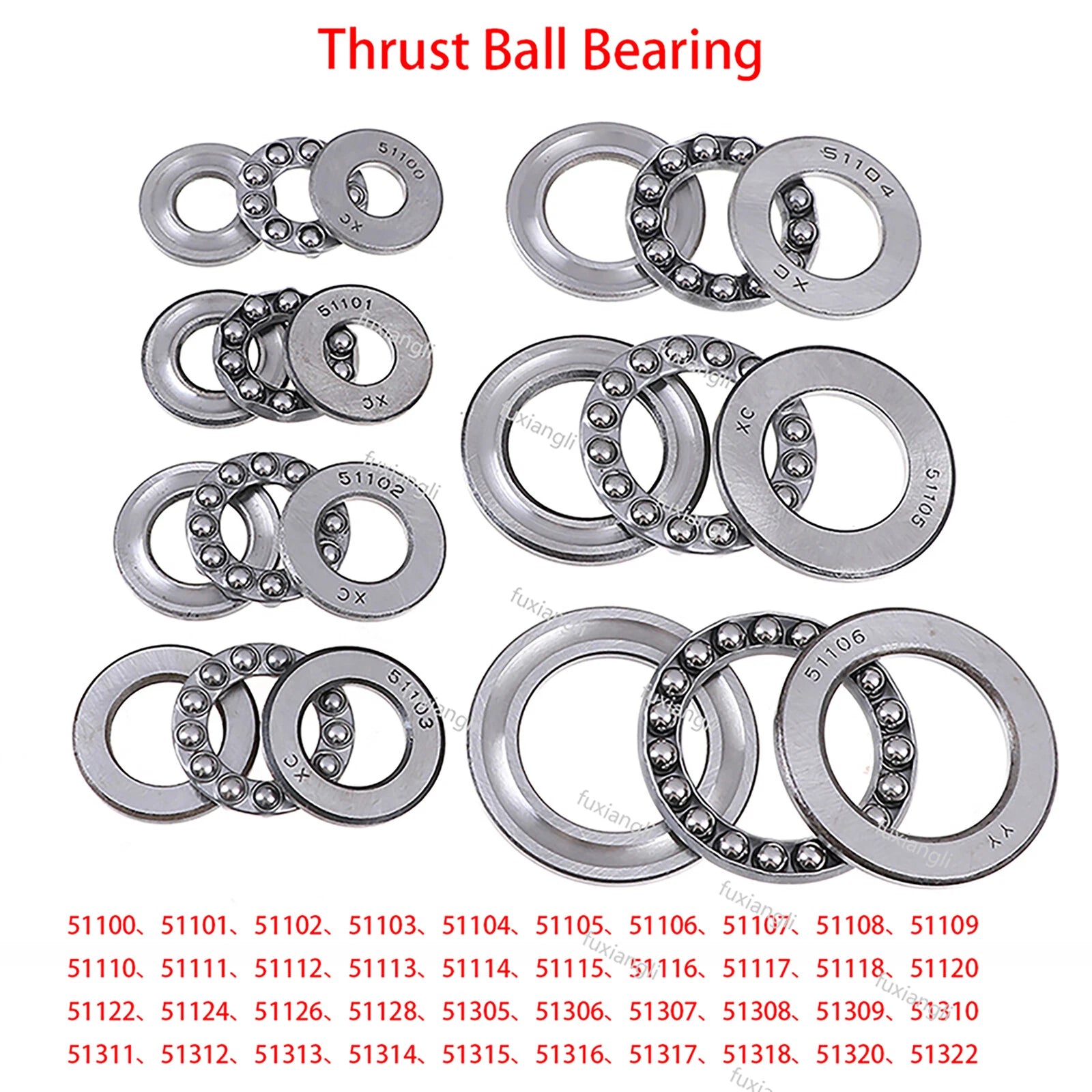 High Quality Plane Bearings 3-Parts Axial Ball Thrust Bearing 51100 to 51322