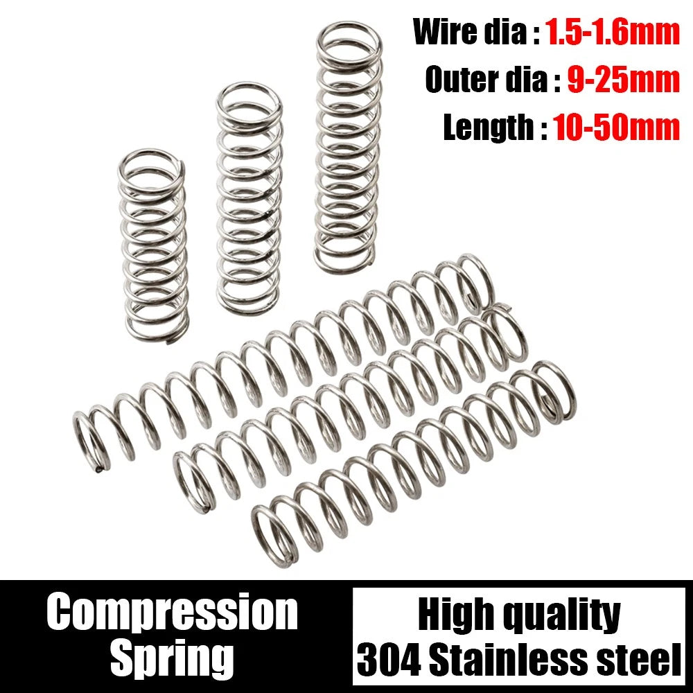 Stainless Steel Compression Spring 1.5/1.6mm Wire Diameter Pressure Small 10pcs
