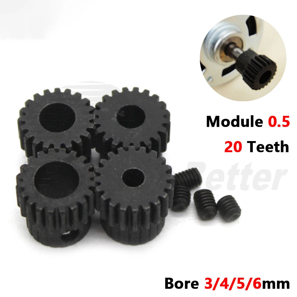 Bore 3/4/5/6mm Module 0.5 Steel Spur Gears 20T for RC Model Electric Motor DIY
