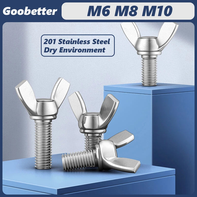M6 M8 M10 Butterfly Wing Thumb Screws Hand Grip Knob Bolts 201 Stainless Steel