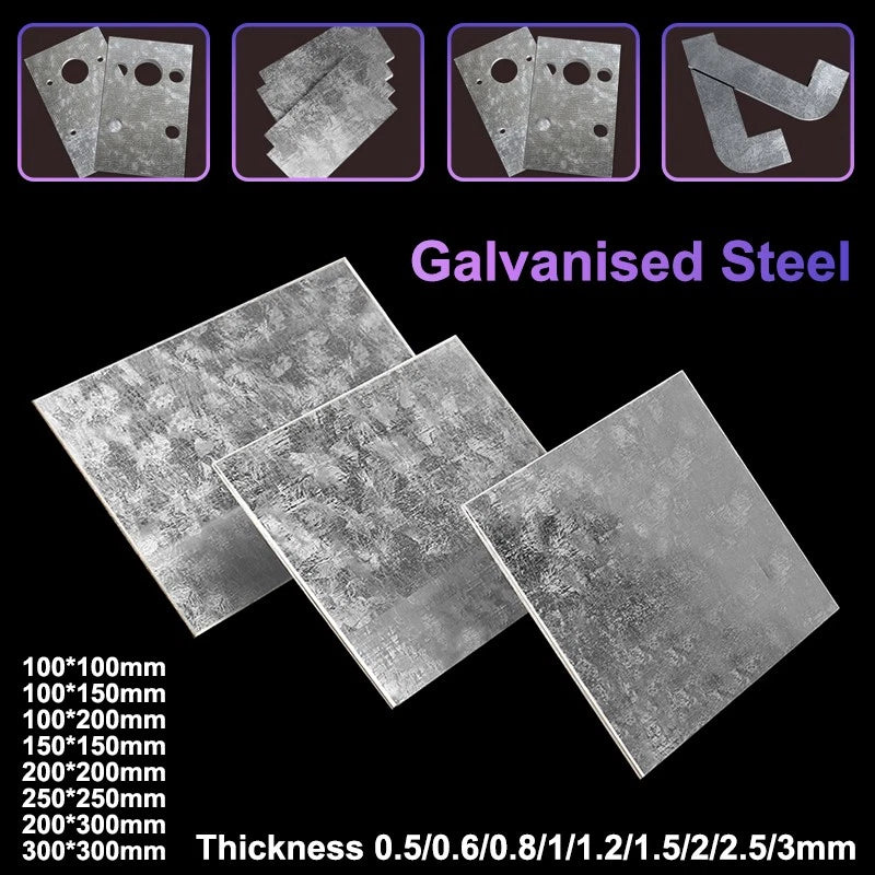 Galvanised Steel Sheet Zinc Plating Iron Plate Panel 0.3-3mm Thick Cut to Size