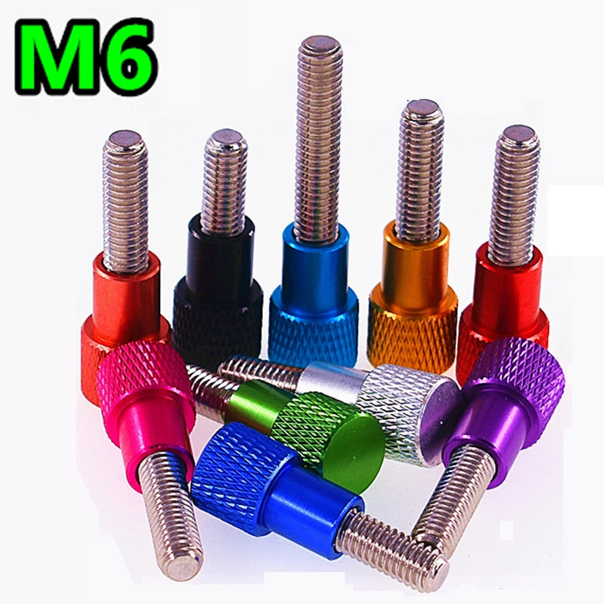 M6 Knurled High Thumb Screws Alu + Stainless Hand Grip Knob Bolt Head Thread Rod