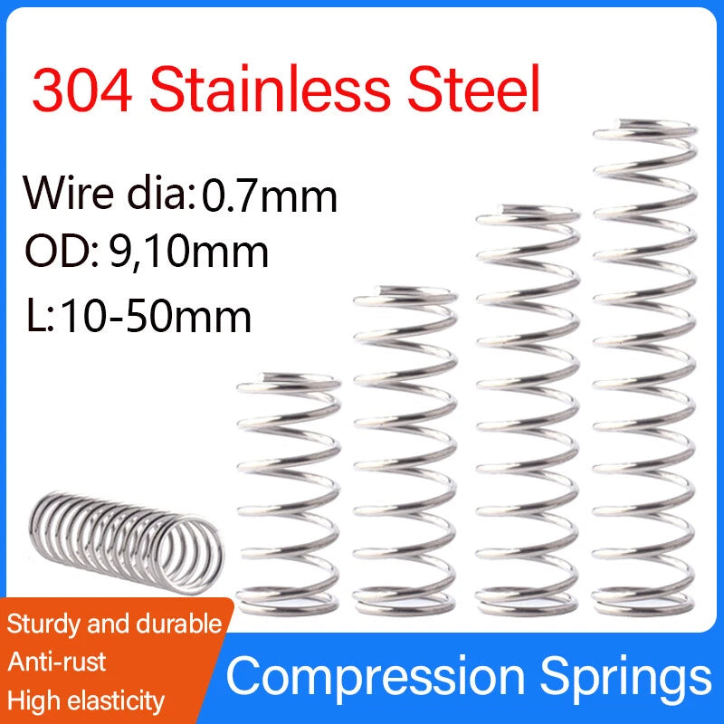 Compression Spring Wire Dia 0.7mm OD9-10mm 304 Stainless Steel Vibration Damping