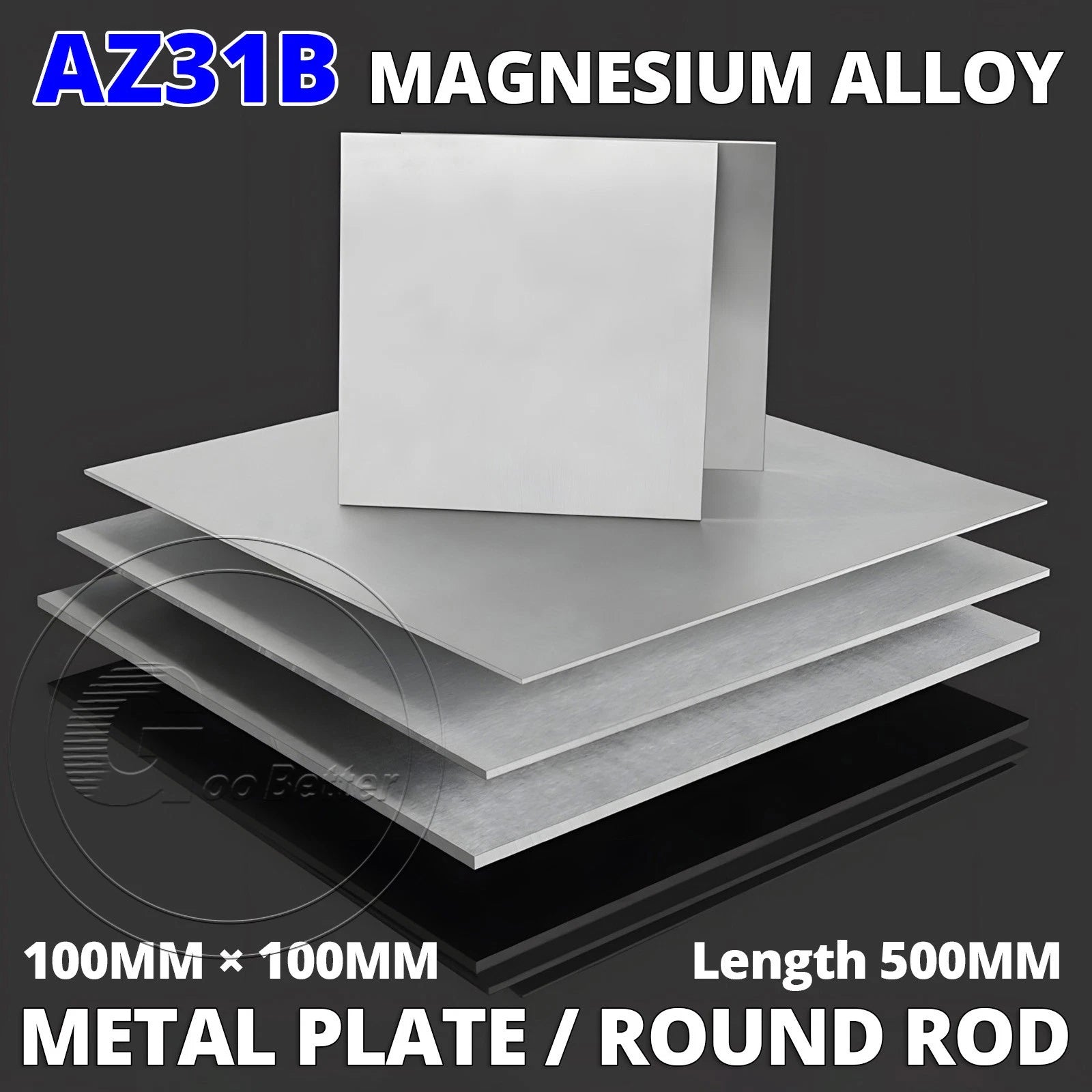 Magnesium Alloy AZ31B - Thin Metal Sheet Plate 100mm×100mm-Round Bar Rod 500mm