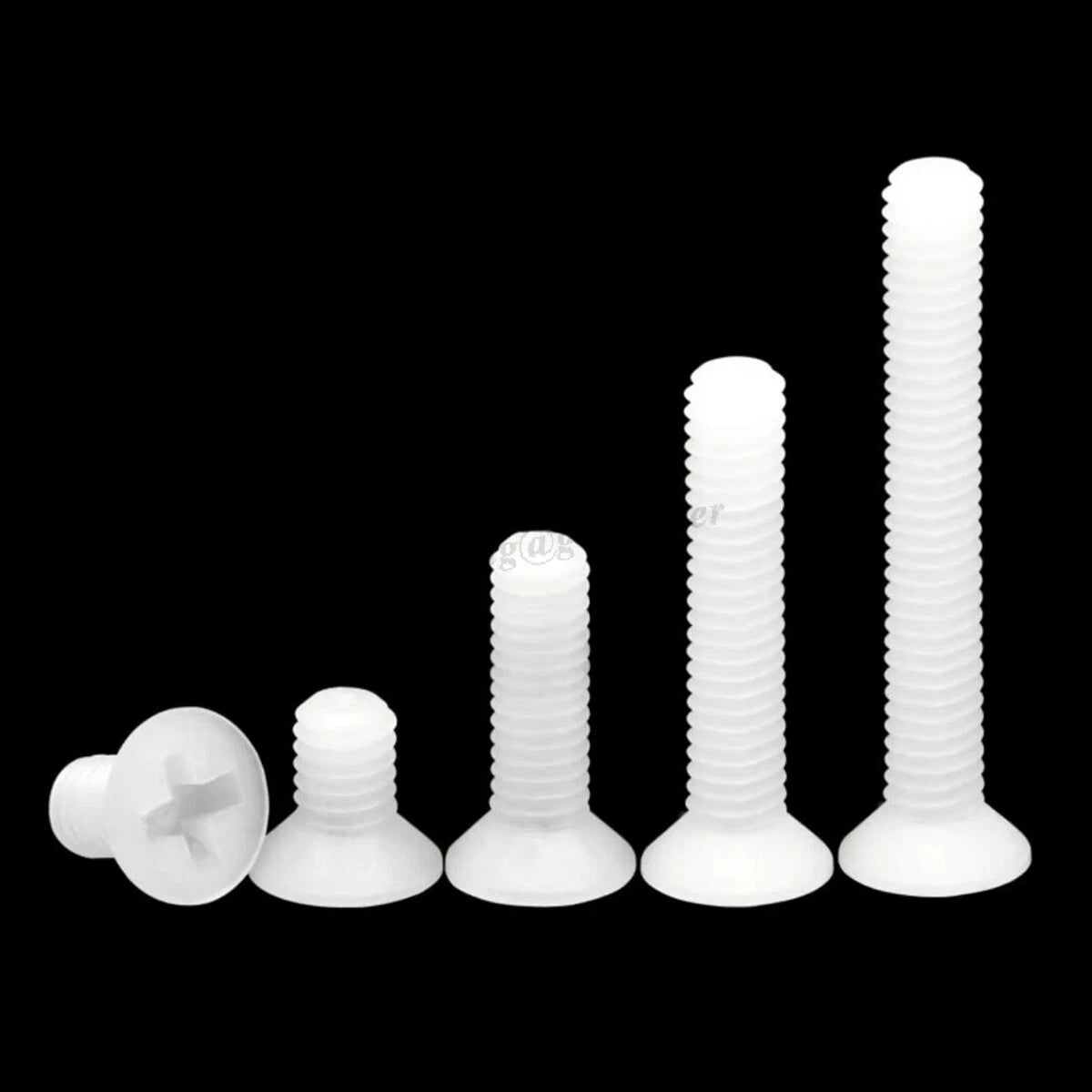 White Nylon Countersunk Phillips Machine Screws – M2 to M8, Non-Conductive & Corrosion-Free (PA66)