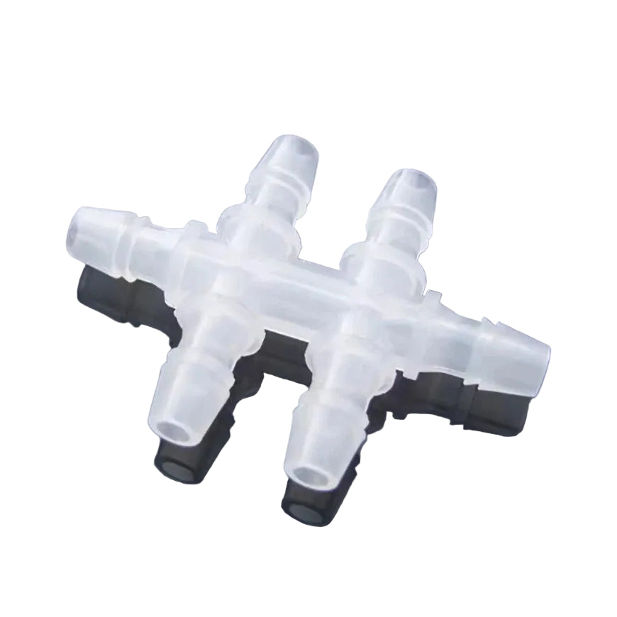 Plastic Barbed 6-Way Hose Splitter Connector — Air, Water & Gas Pipe Fitting