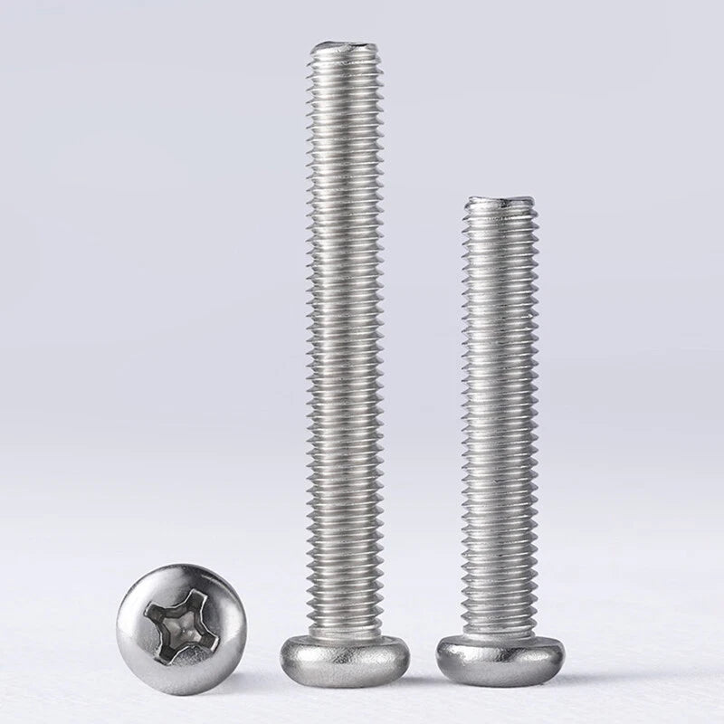 A2 Stainless Steel Pan Head Pozi Phillips Machine Screws M2 M2.5 M3 — 2mm to 120mm, Packs of 10–200