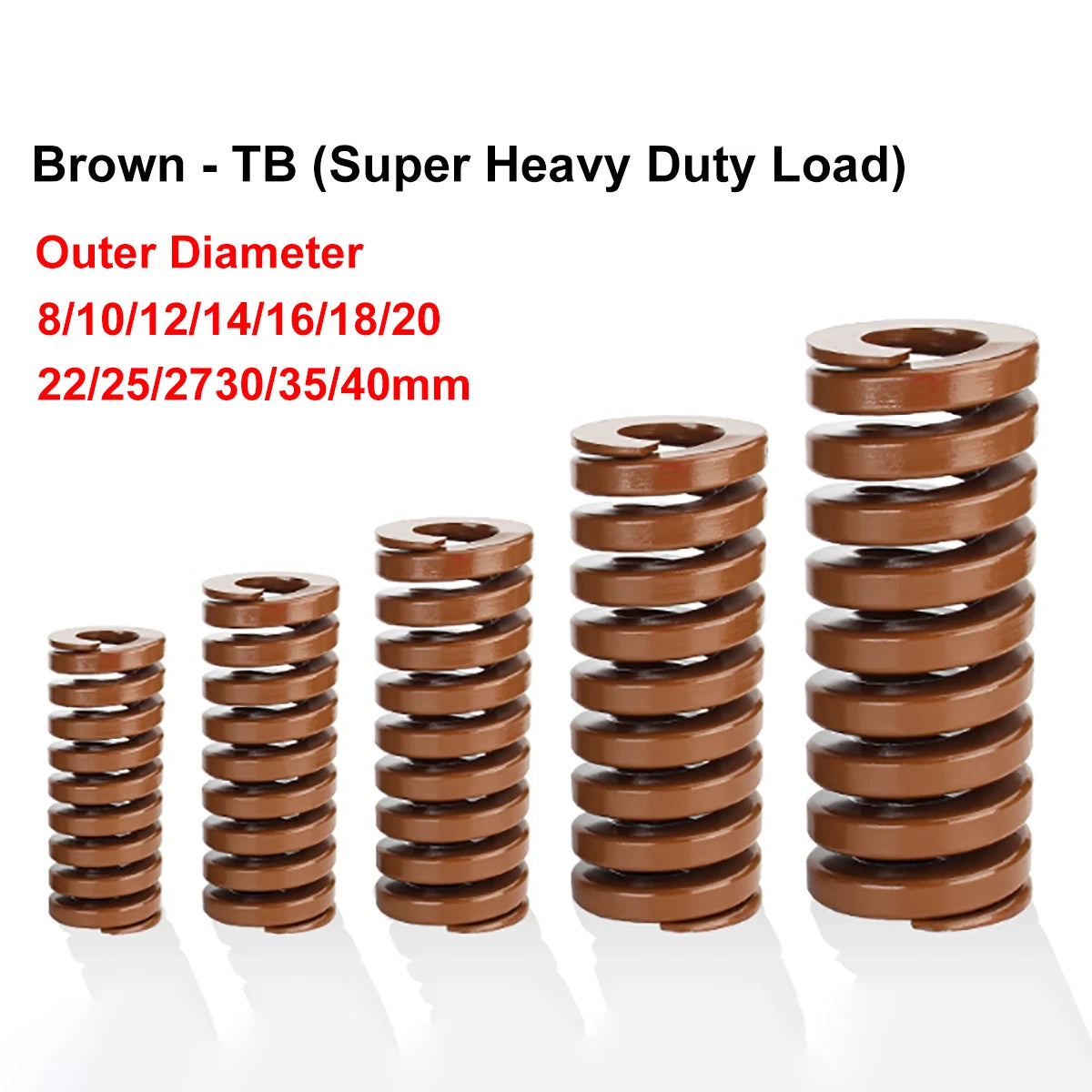 Compression Die Spring Brown - TB Heavy Load Duty Mold Mould Springs OD 8-40mm