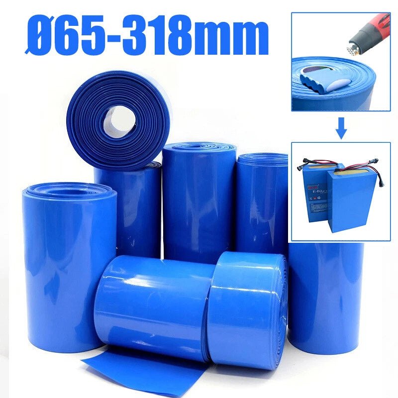 PVC Heat Shrink Tubing for RC Battery Packs — Blue, Φ65–318mm - HomeDIYer