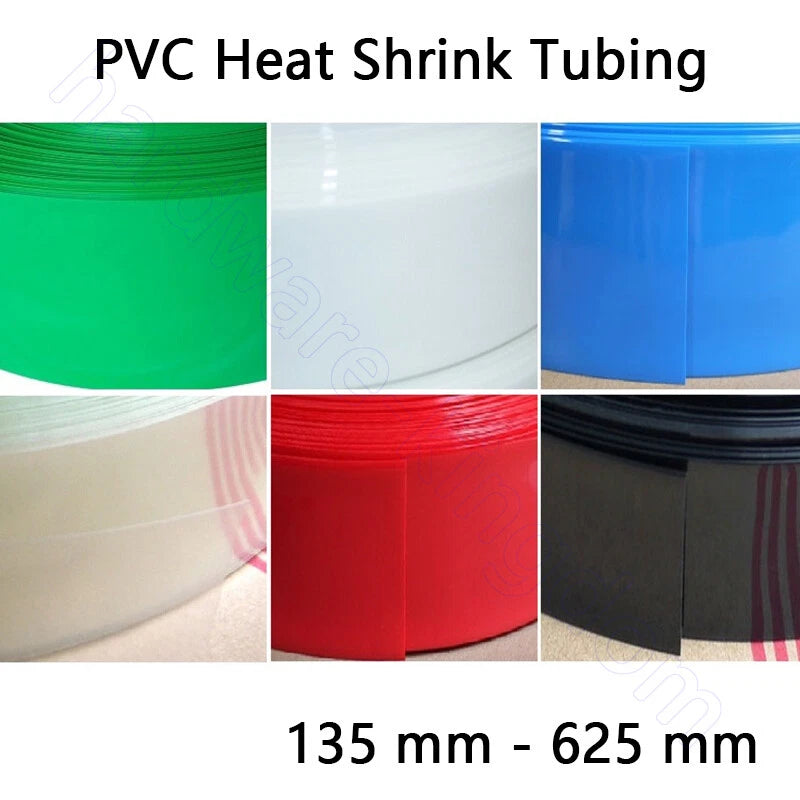 PVC Heat Shrink Tubing 135–625mm Wide | RC Battery Wrap | Color Select