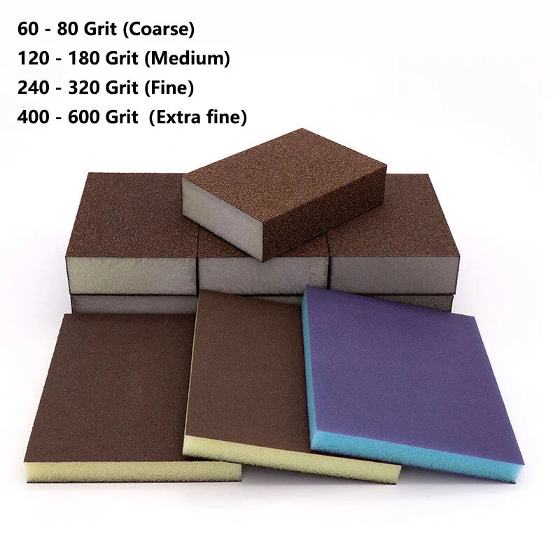 Rectangular Foam Sanding Blocks — P60 to P600 Grit Wet & Dry Sanding Sponge for Wood Metal Auto Paint