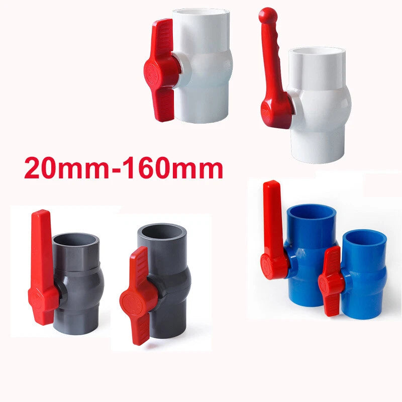 PVC Ball Valve Water Valves Solvent Weld ID 20mm - 160mm Pipe Connector Fittings