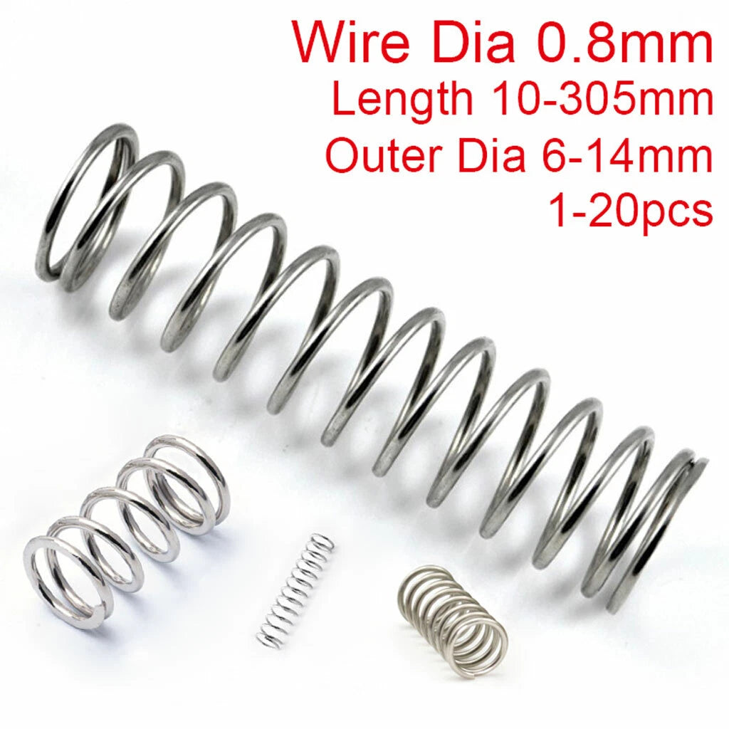 0.8mm Wire Compression Spring 304 Stainless Steel Pressure Springs All 5-305mm