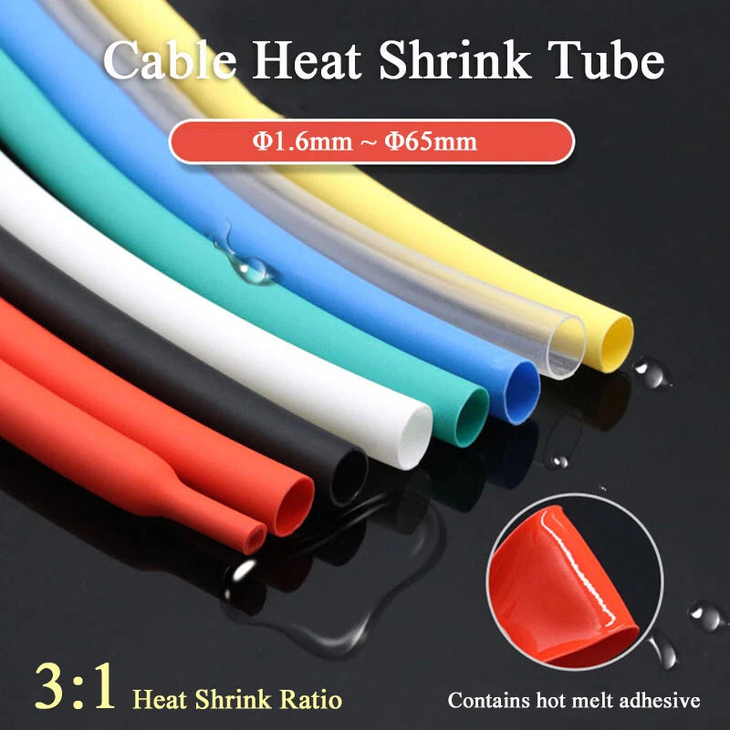 3:1 Dual-Wall Heat Shrink Tubing with Adhesive | φ1.6mm–φ65mm | 8 Colors