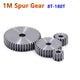 1M Pinion Spur Gear 1 Mod Cylindrical Flat Gear 8T - 180T Teeth 45# Steel 10mm