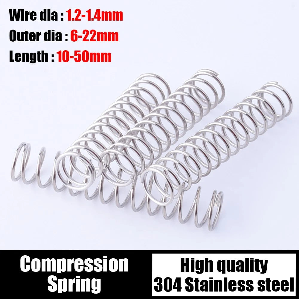 Stainless Steel Compression Spring 1.2/1.4mm Wire Diameter Pressure Small 10pcs