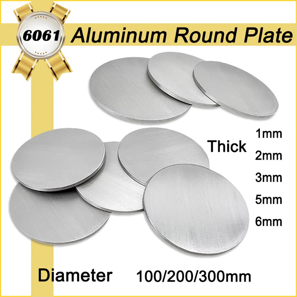 6061 Round Aluminum Sheet Disc Plate Thick 1/2/3/5~6mm Model Craft Dia 100~300mm