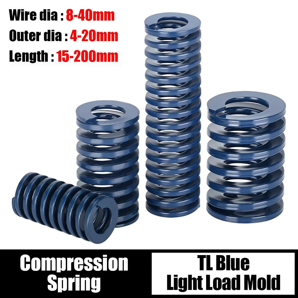 Spiral Stamping Light Load Compression Mould Spring 15-300mm Long Blue 8-40mm OD