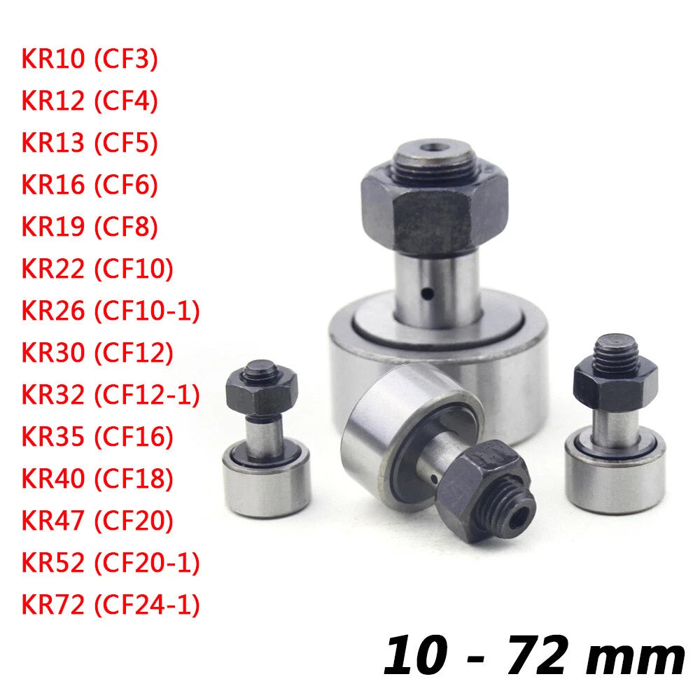 10-72mm Cam Follower Needle Roller Stud Track Bearings KR10(CF3) to KR72(CF24-1)