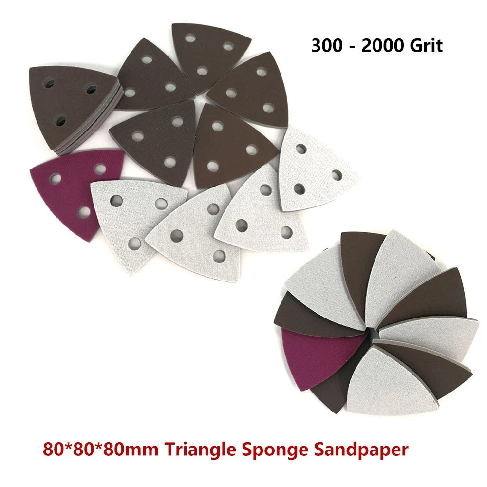 80*80*80mm Triangle Sponge Sandpaper 0 - 3 Hole Red Sanding Paper Pads Sheets