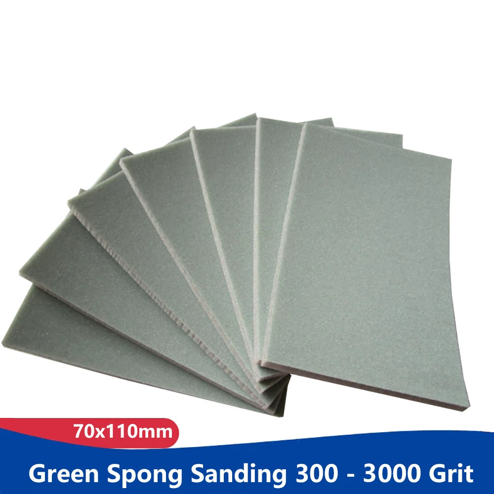 70x110mm Wet Dry Green Spong Sanding 300 - 3000 Grit Hook Loop Green Sandpaper