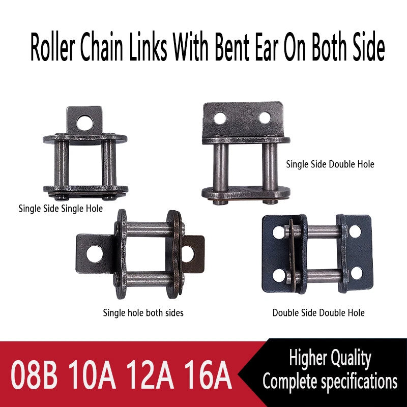 Roller Chain Links With Bent Ear On Both Side Simplex/Double Holes 08B 10A - 15A