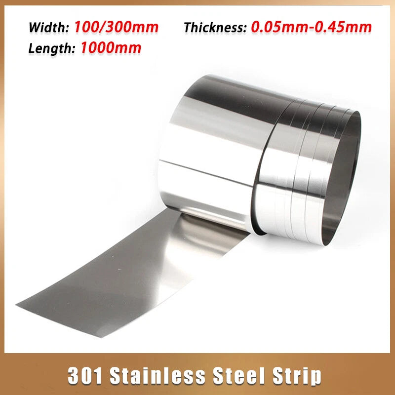 301 Stainless Steel Sheet Thin Plate Metal Foil Strip Roll Thickness 0.05-0.45mm