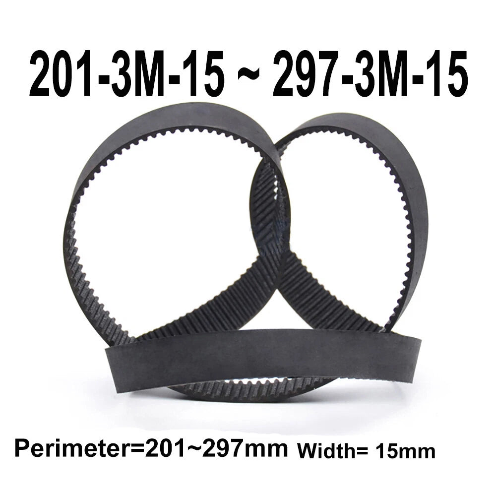 HTD 3M Timing Belt 15mm Wide – Closed Loop Synchronous Belt 201mm to 297mm