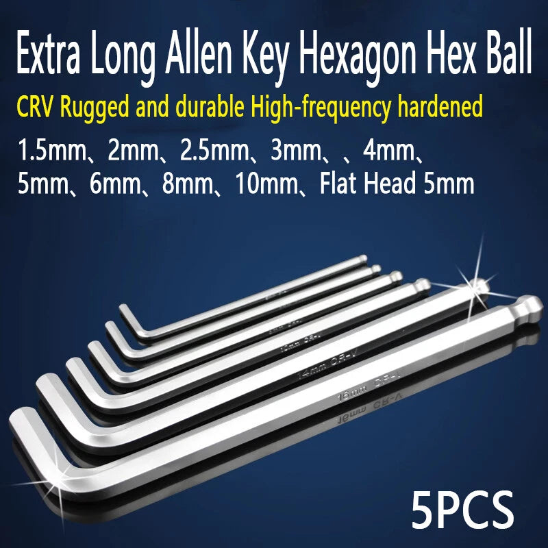 Extra Long Metric Allen Key Hexagon Hex Ball End Wrench Hand Tools 1.5mm - 10mm