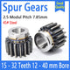 2.5 Mod 15T - 32T Precision Spur Pinion Gear With Step 45# Steel Motor Gear
