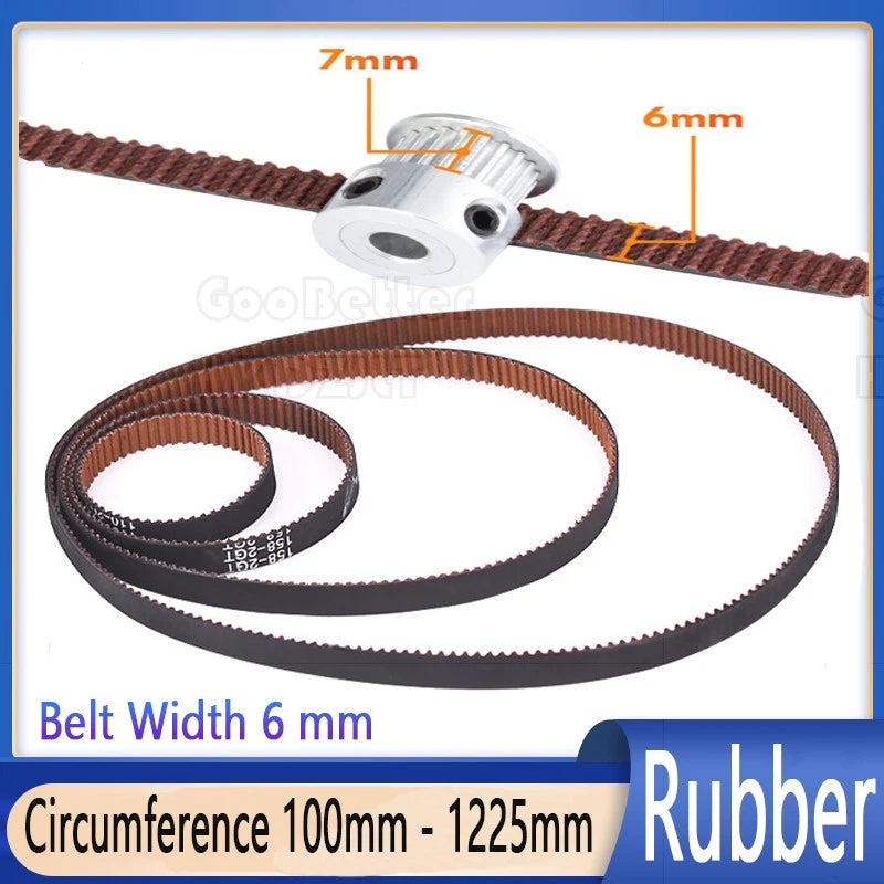 GT2 Timing Belt 6 mm Width Power Drive Belt 100 mm - 1220 mm Closed Rubber Belts