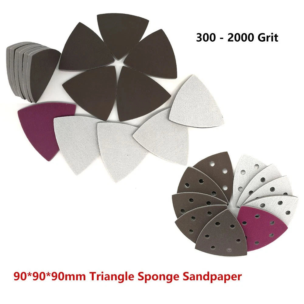 90*90*90mm Triangle Sponge Sandpaper 0 - 6 Hole Red Sanding Paper Pads Sheets