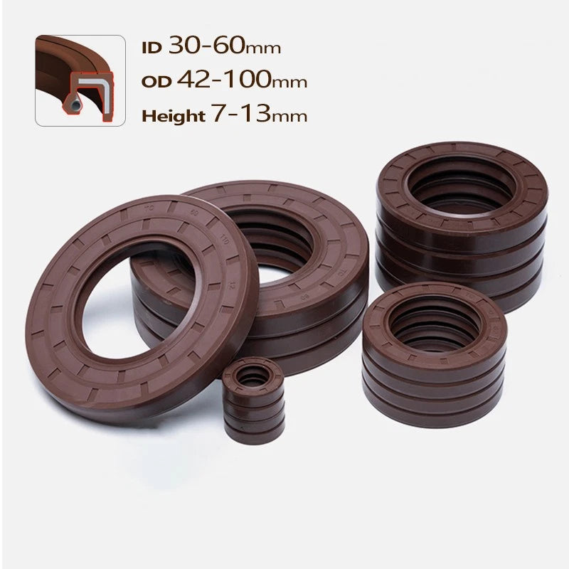 TC Skeleton Oil Seal — Fluorine Rubber Rotary Shaft Lip Seal Ring (Multiple Sizes)